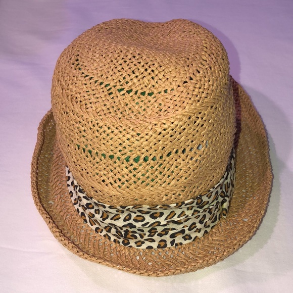 Woven Leopard Print Straw Hat - Picture 2 of 8